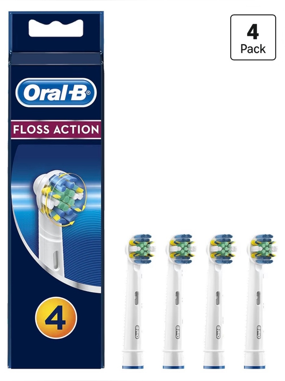 Oral-B Floss Action Replacement Brush Heads - White (4 Pack)